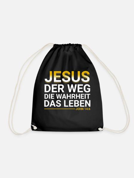 Bibel Vers Jesus der Weg die Wahrheit das Leben - Turnbeutel - Schwarz