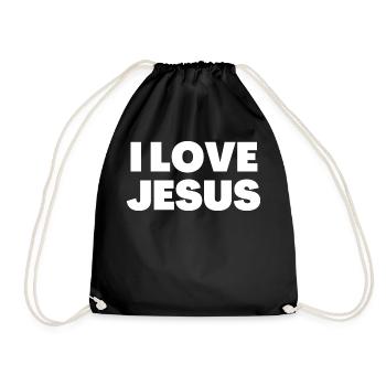 J’aime Jésus - Citations chrétiennes - Sac de sport léger - noir - Devant