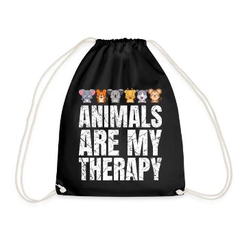 Les animaux sont ma thérapie Amoureux des animaux Animaux - Sac de sport léger - noir - Devant