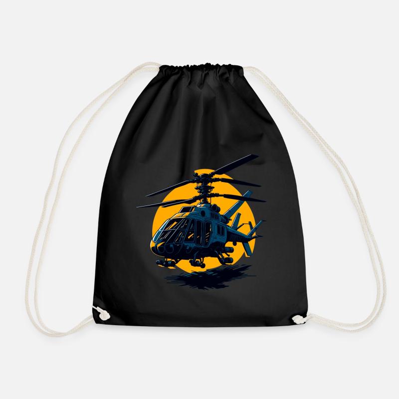 Helikopter-Illustration - Turnbeutel - Schwarz