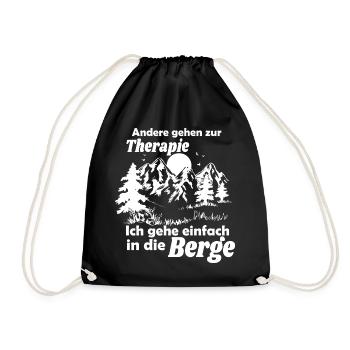 Andere gehen zur Therapie ich geh Wandern Geschenk - Turnbeutel - Schwarz - Vorne