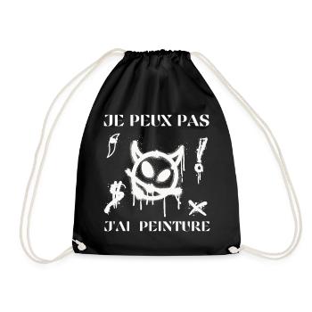 I can't I have humor painting - Drawstring Bag - black - Front