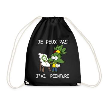 I can't I have humor painting - Drawstring Bag - black - Front