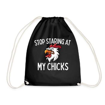 Stop Staring At My Chicks Farmer Boy - Drawstring Bag - black - Front