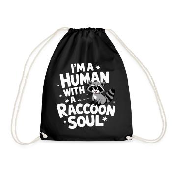 Raccoon - Drawstring Bag - black - Front