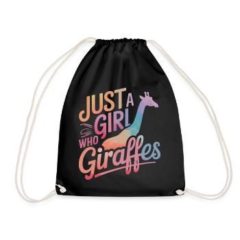 Giraffe Animal Africa Giraffes - Drawstring Bag - black - Front