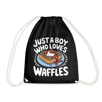 Waffeln Frühstück Süßigkeiten - Turnbeutel - Schwarz - Vorne
