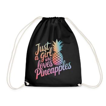 Ananas tropische hawaiianische Frucht - Turnbeutel - Schwarz - Vorne