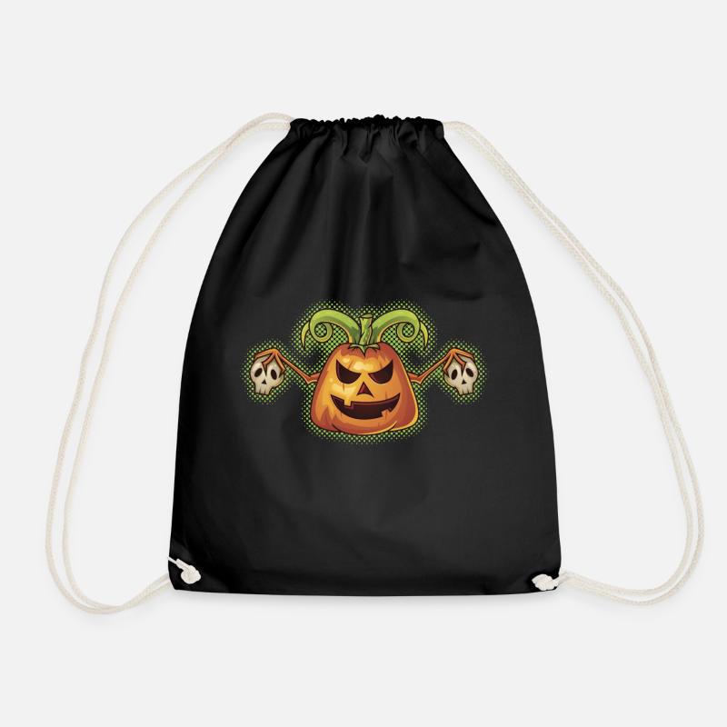 Halloween Evil Scary Pumpkin - Drawstring Bag - black