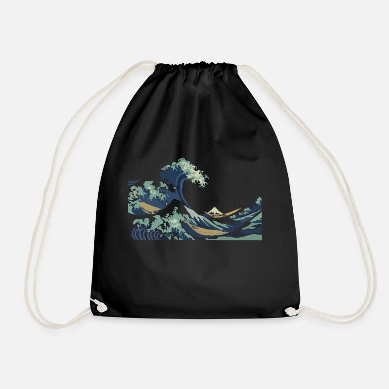 Japan Hokusai Große Welle - Turnbeutel - Schwarz