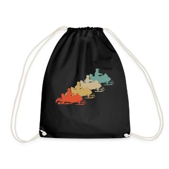 Retro Vintage Style Schneemobil Motorschlitten - Turnbeutel - Schwarz - Vorne