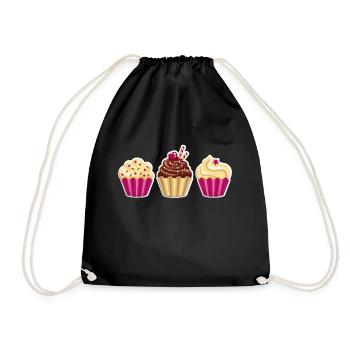 Cupcake - Muffin - Donut - Ice cream - chocolate - - Drawstring Bag - black - Front