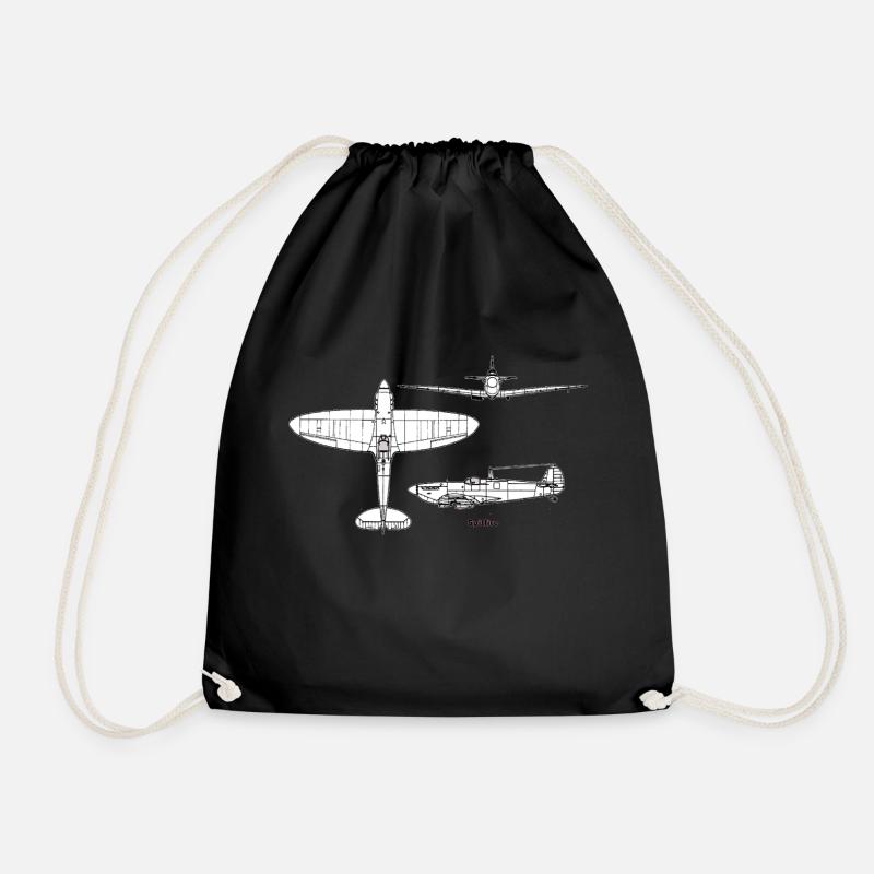Airplane - Drawstring Bag - black