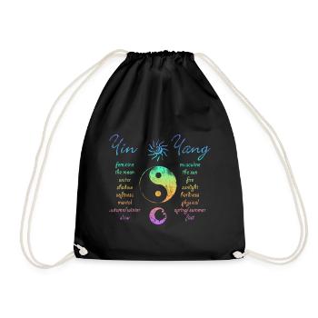 T-Shirt Yin Yang Rainbow - Drawstring Bag - black - Front