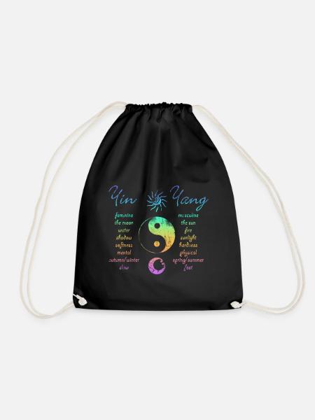 T-Shirt Yin Yang Regenbogen - Turnbeutel - Schwarz