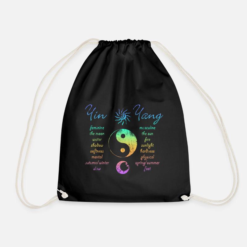 T-Shirt Yin Yang Regenbogen - Turnbeutel - Schwarz