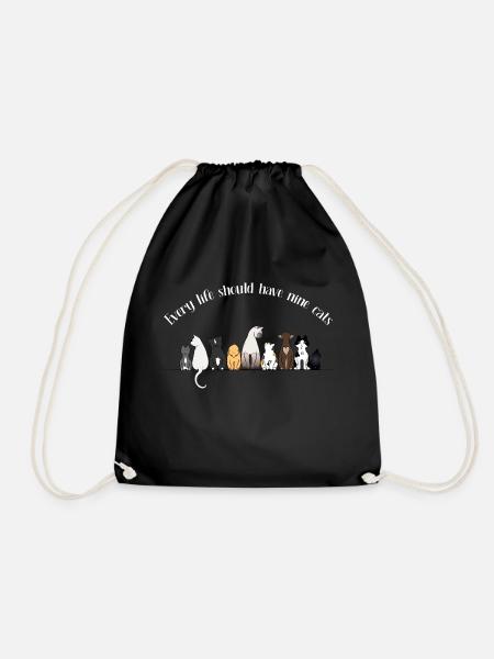 Chaque vie devrait avoir 9 chats ~ Blanc - Sac de sport léger - noir