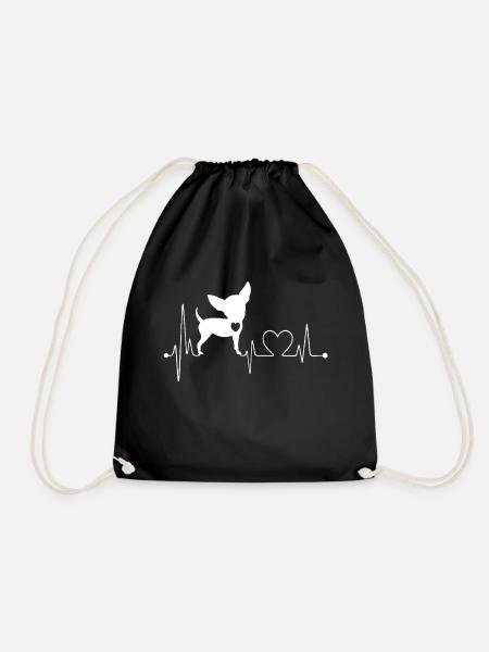 Chihuahua Hund Heartbeat Shirt - Turnbeutel - Schwarz