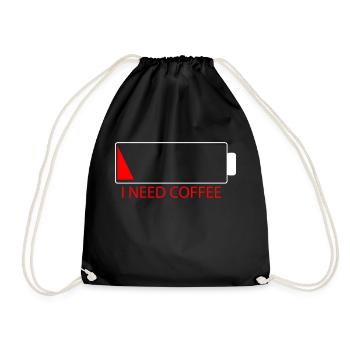 I NEED COFFEE Drained battery design - Drawstring Bag - black - Front