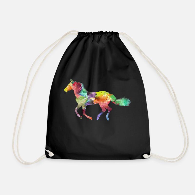 horse - Drawstring Bag - black
