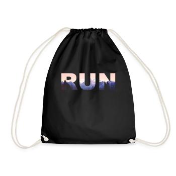 RUN Running Running Jogging Fitness Mountains Font - Drawstring Bag - black - Front
