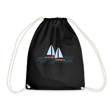 Boat sailor gift sailboat lake captain - Drawstring Bag - black - Front