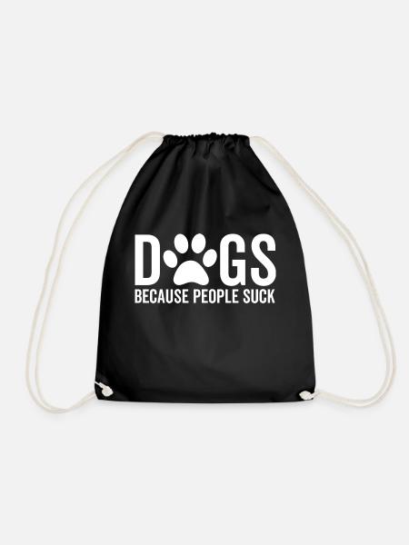 Dogs Because People Suck - Drawstring Bag - black