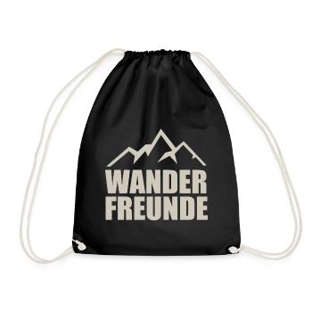 Wanderfreunde, Berg Silhouette. Hobby und Freizeit - Turnbeutel - Schwarz - Vorne