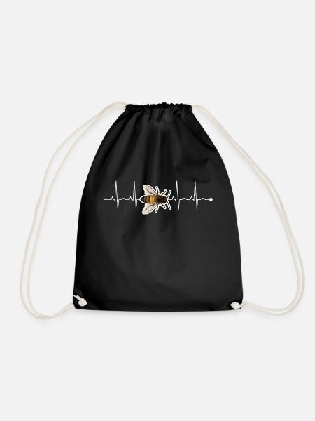 Heartbeat Bee Beekeeper Honey Bees Whisperer - Drawstring Bag - black