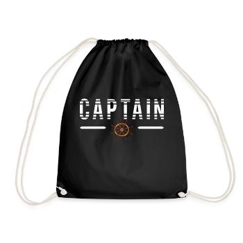 Boater Sailor Captain T-Shirt - Drawstring Bag - black - Front