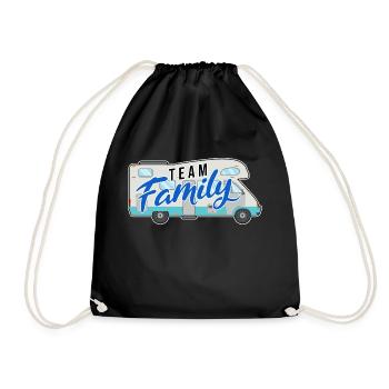 team family camping dog sport gift camping - Drawstring Bag - black - Front