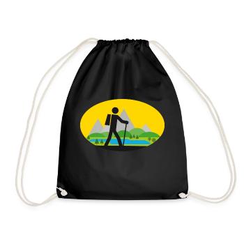 Hikers with landscape - Drawstring Bag - black - Front