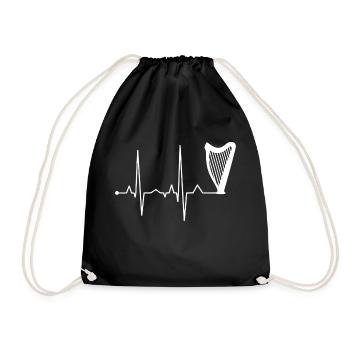 Harp Player Harp Music String Instrument Idea - Drawstring Bag - black - Front