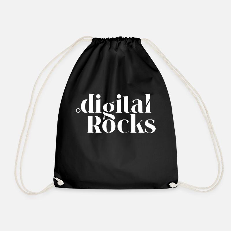 Digital Rocks White - Drawstring Bag - black