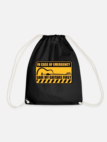 Save My Guitars First - Drawstring Bag - black
