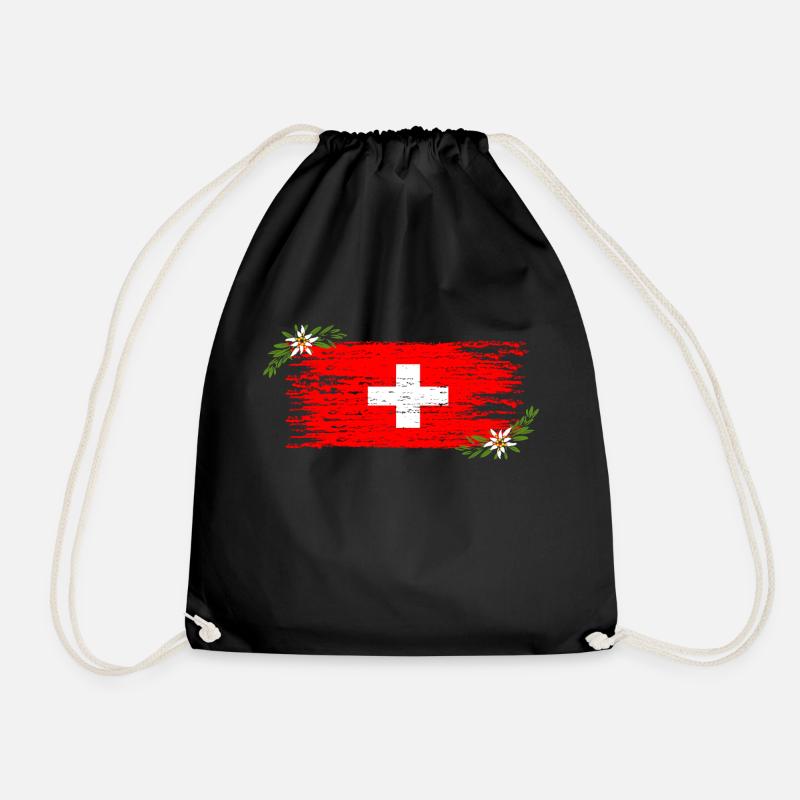 Swiss flag - Drawstring Bag - black