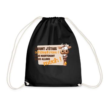 Avant j'étais schizophrène mais nous allons meuh ! - Sac de sport léger - noir - Devant
