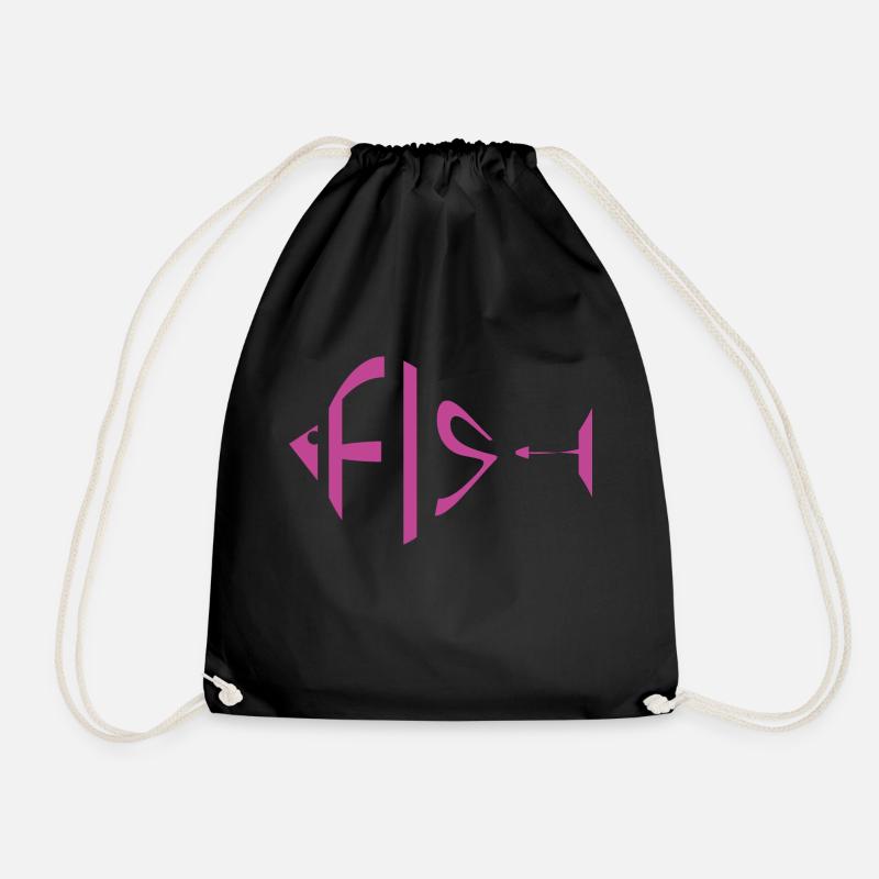 fish - Drawstring Bag - black