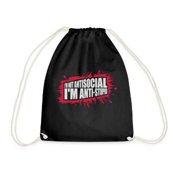 not antisocial anti stupid - Turnbeutel - Schwarz - Vorne