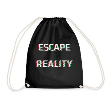 escape reality cyber futuristic dystopian glitch - Drawstring Bag - black - Front