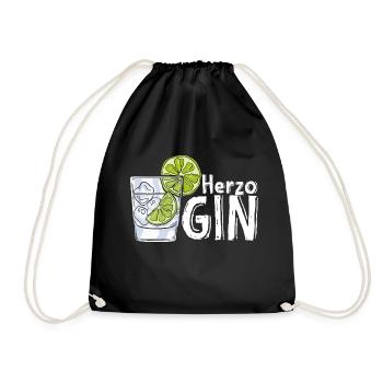 GIN HerzoGIN - Geschenk für Gin Liebhaberin Damen - Turnbeutel - Schwarz - Vorne