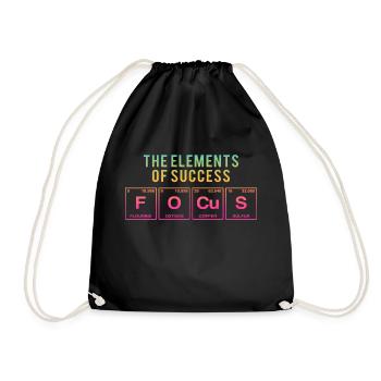 Funny saying: The Elements of Success - FOCUS - Drawstring Bag - black - Front
