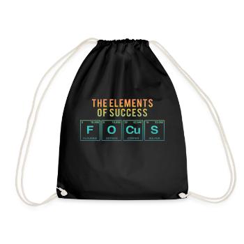 Lustiger Spruch: FOCUS - The Elements of Succes - Turnbeutel - Schwarz - Vorne