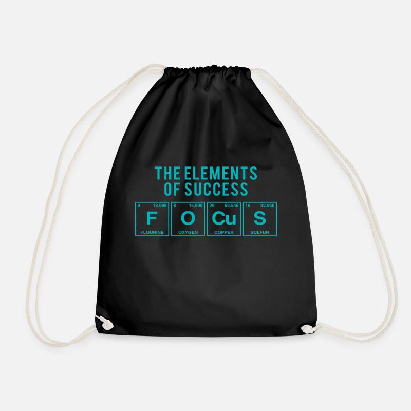 Funny saying: FOCUS - The Elements of Succes - Drawstring Bag - black