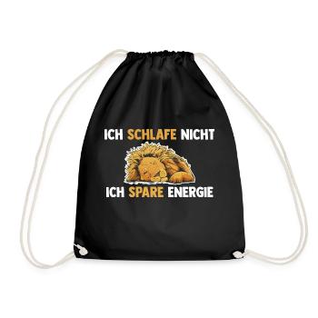 Ich Schlafe Nicht Ich Spare Energie Löwen - Turnbeutel - Schwarz - Vorne