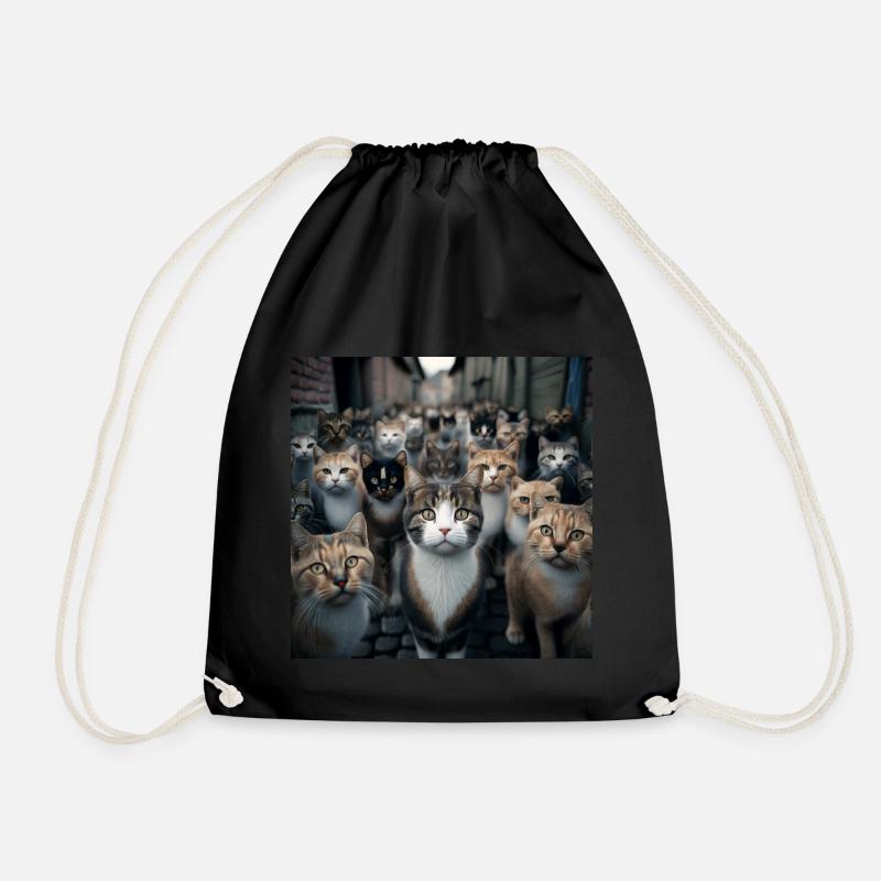 Katze Straße - Turnbeutel - Schwarz