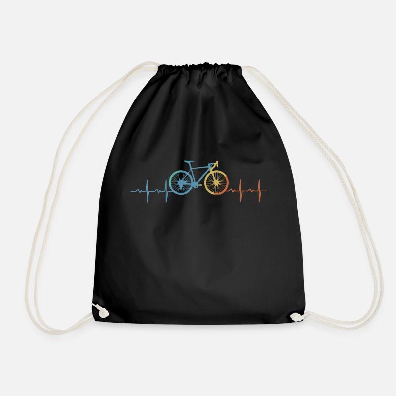 Fahrrad Herzschlag Geschenk Hobby - Turnbeutel - Schwarz