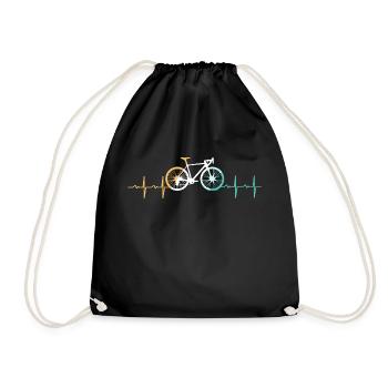 Fahrrad Herzschlag Retro Radfahrer - Turnbeutel - Schwarz - Vorne