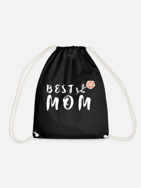 Best Mom Muttertag Beste Mama Geschenk Blume - Turnbeutel - Schwarz