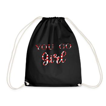 yu go girl power frauen mädchen feminismus zitate frau - Turnbeutel - Schwarz - Vorne